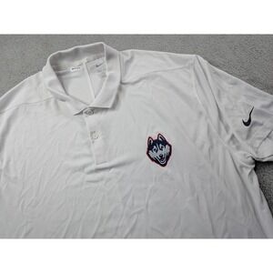 Nike Dri-FIT UConn Huskies Football Polo Shirt Mens XL White Gym